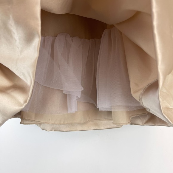 US Angels (18M 18 Mos) Flower Girl Satin Tulle Dress in Champagne Beige Wedding - Picture 4 of 9